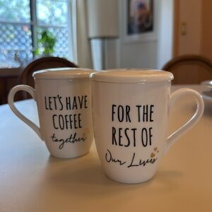 White Ceramic Love Coffee Couple Mug Set - Wedding Gift